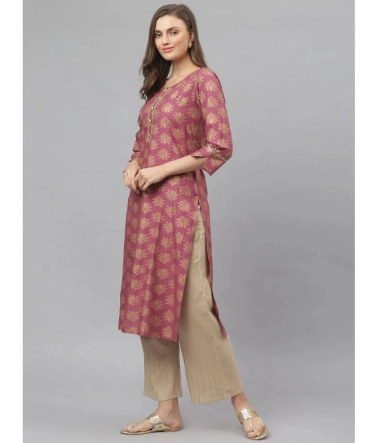 Stylum Rayon Printed Straight Womens Kurti - Wine ( Pack of 1 ) - None