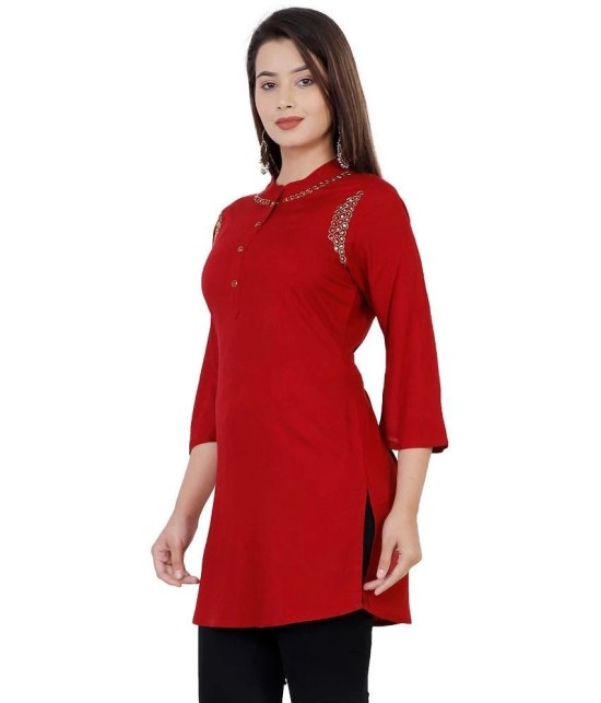 JC4U - Maroon Rayon Womens Straight Kurti ( Pack of 1 ) - None