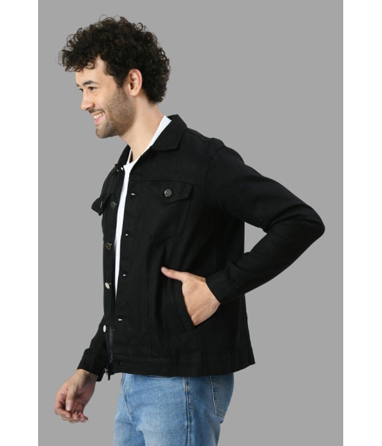 DKGF Fashion Cotton Blend Mens Denim Jacket - Black ( Pack of 1 ) - None