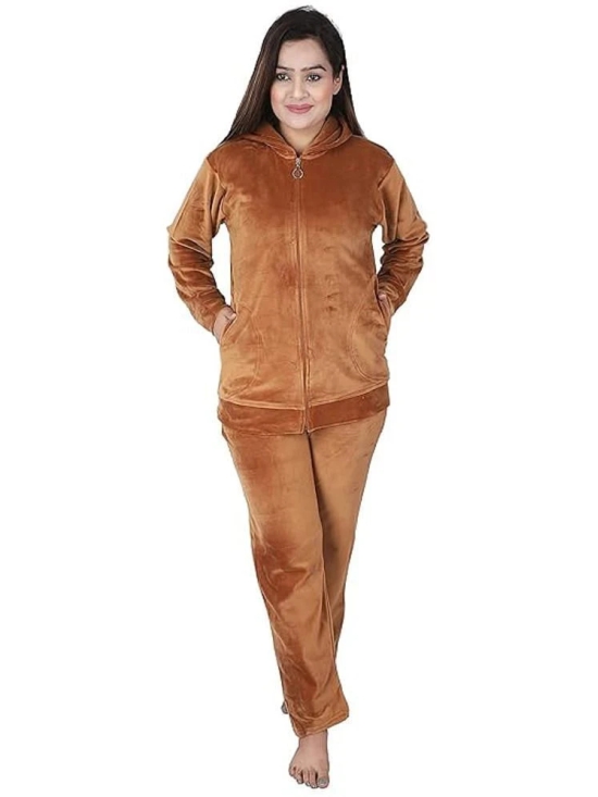 Whyme Fashion Brown Nylon Solid Tracksuit - Pack of 1 - None