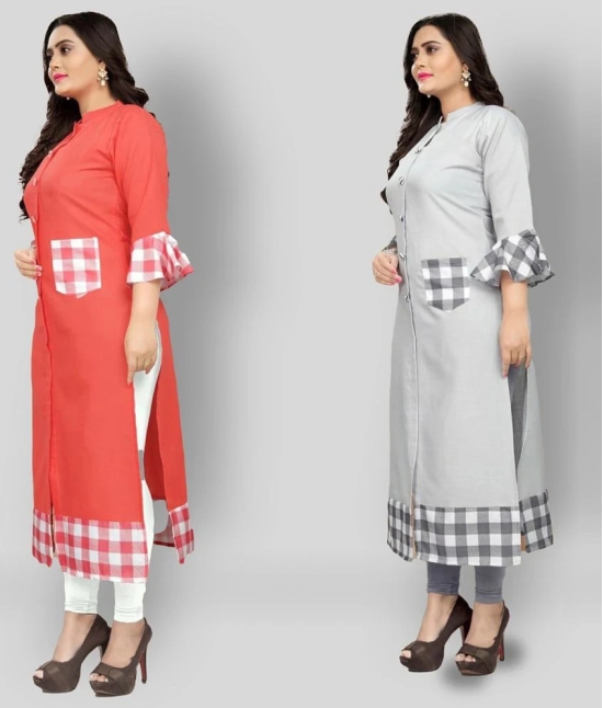 Lerkiza - Multicolor Cotton Womens Straight Kurti ( Pack of 2 ) - 4XL