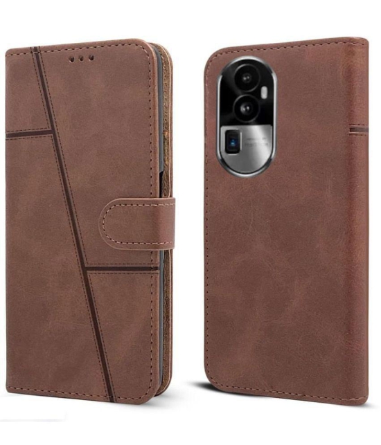 NBOX Brown Flip Cover Artificial Leather Compatible For Oppo Reno 10 Pro Plus ( Pack of 1 ) - Brown