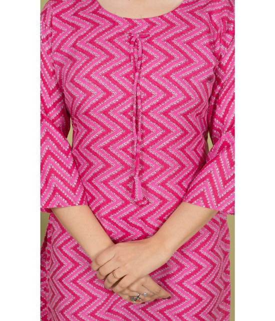 Estela Cotton Blend Printed Straight Womens Kurti - Pink ( Pack of 1 ) - None