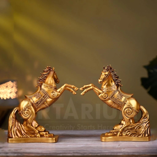 Artarium Vastu Feng Shui Horse Statue for Home Decoration, Feng Shui Horse for Gift Showpiece Vastu Good Luck Idol (Pack of 2)