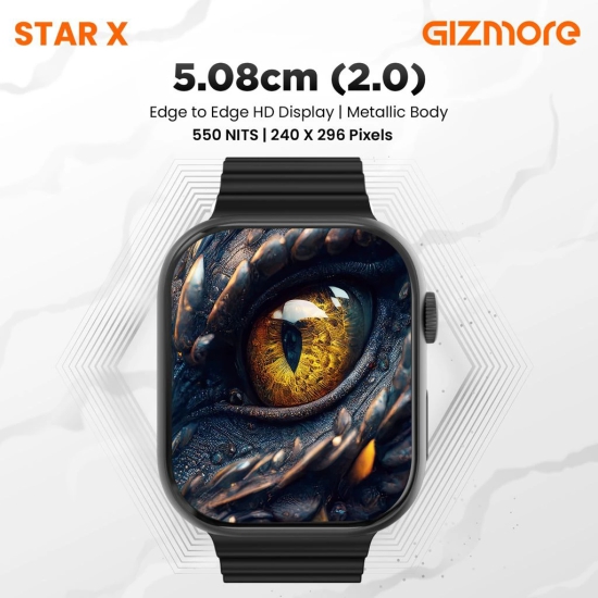 GIZMORE STARX 2.0 inch (5.8cm) AOD Edge to Edge HD Display BT Calling Smartwatch