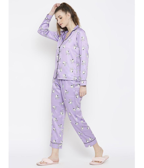 Smarty Pants - Purple Satin Womens Nightwear Nightsuit Sets ( Pack of 1 ) - None