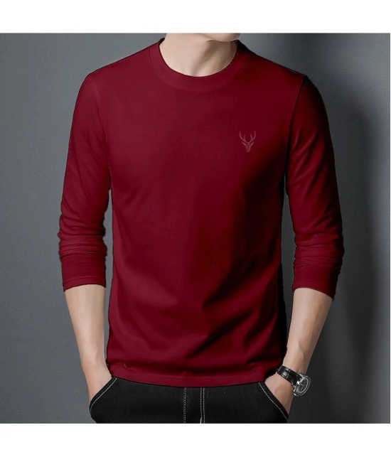 Supersquad Cotton Regular Fit Solid Full Sleeves Mens T-Shirt - Maroon ( Pack of 1 ) - None