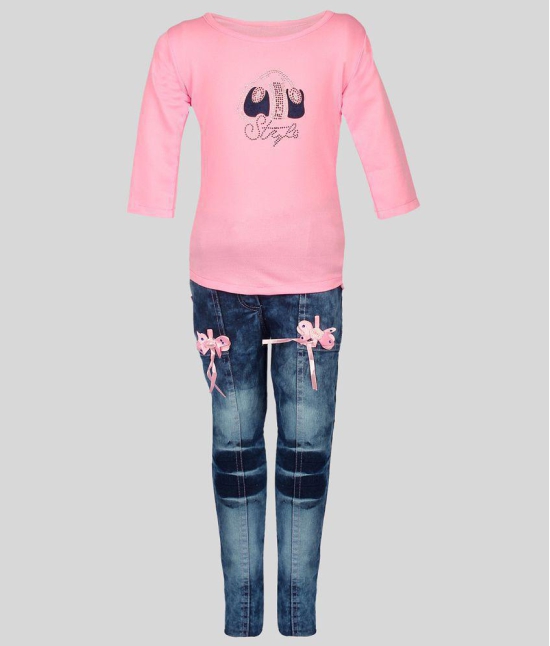 Arshia Fashions - Pink Denim Girls Top With Jacket With Jeans ( Pack of 1 ) - None