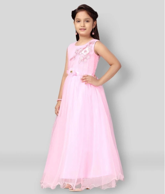 Aarika - Pink Net Girls Gown ( Pack of 1 ) - None