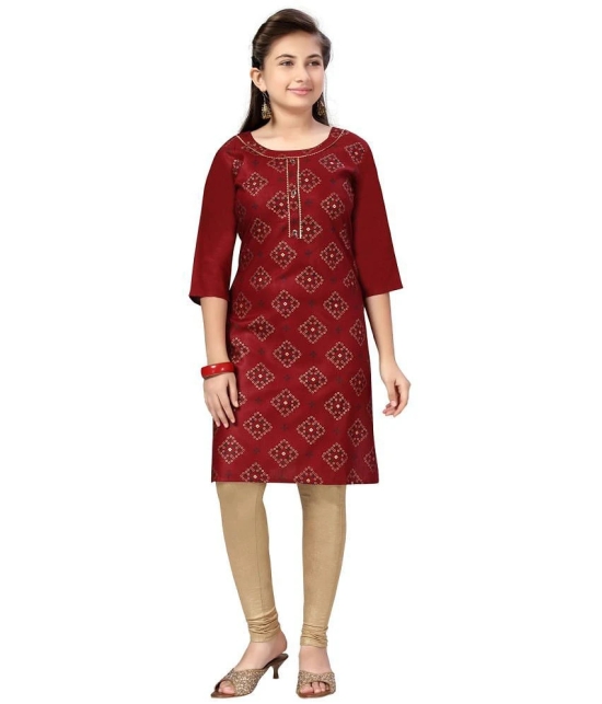 Aarika Girls Cotton Kurti ( Pack of 1 , Maroon ) - None