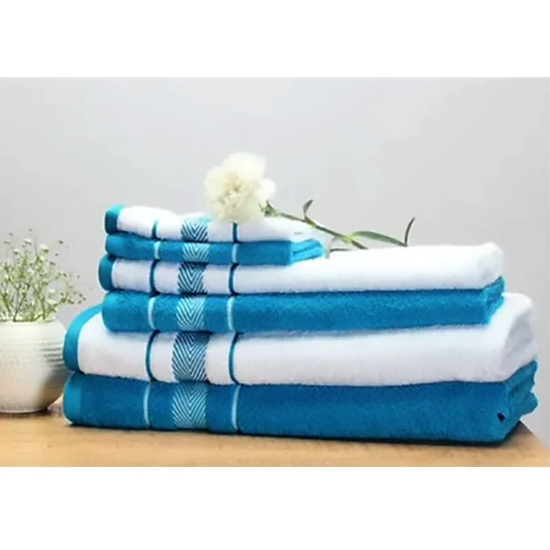 Welspun Bath Carnival Set Of 6-White and Blue