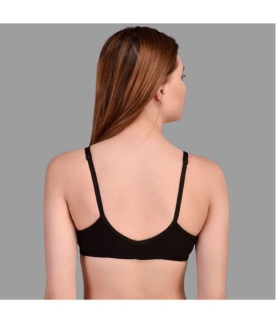 Zourt - Black Cotton Non Padded Women's Everyday Bra ( Pack of 2 ) - None