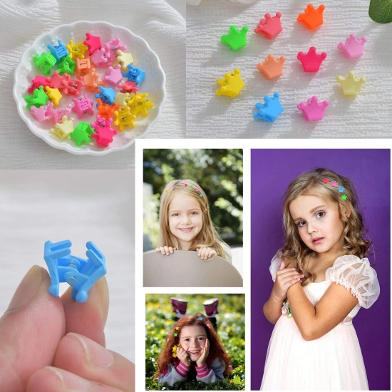 Melbees by Yellow Chimes 50 Pcs Multicolor Mini Hair Claw Clips for Girls, Kids, and Babys.-Melbees by Yellow Chimes 50 Pcs Multicolor Mini Hair Claw Clips for Girls, Kids, and Babies