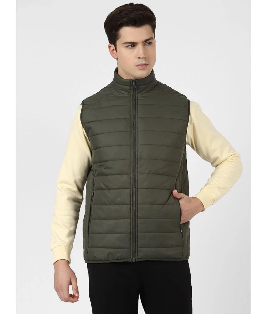 UrbanMark Men Olive Regular Fit Men Quilted Puffer Jacket - None