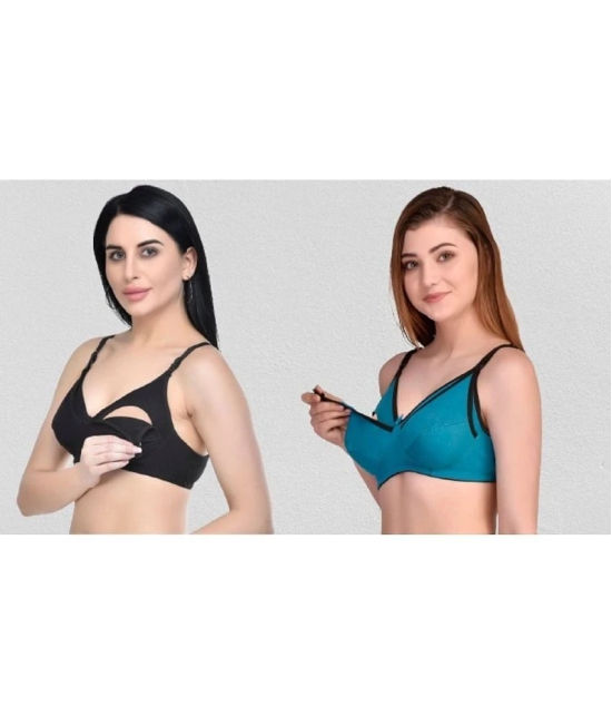 Desiprime - Multicolor Cotton Solid Womens Maternity Bra ( Pack of 2 ) - 38B