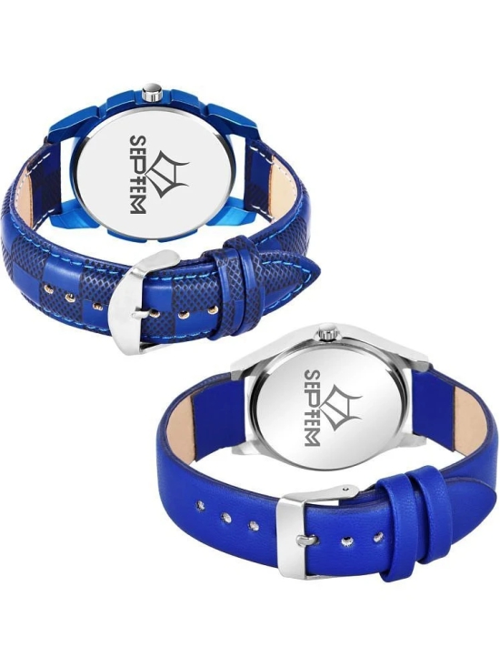 Septem Blue Leather Analog Womens Watch