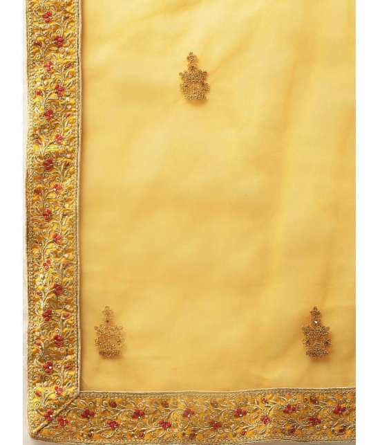 Om Shantam Sarees Yellow Silk Blends Chaniya Choli Semi Stitched Lehenga Single - Free Size