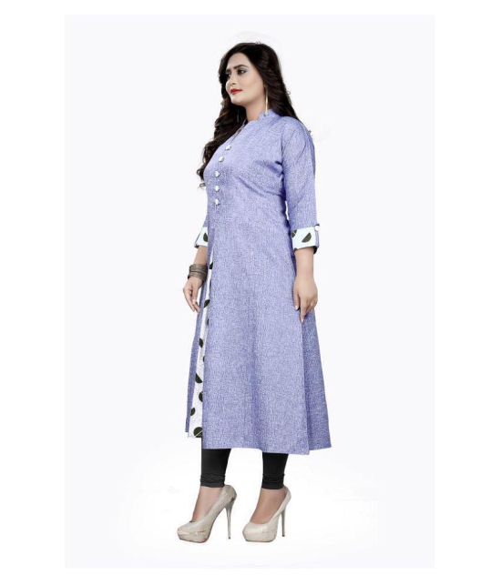 Rangrasiya - Blue Silk Women's Flared Kurti ( Pack of 1 ) - XL