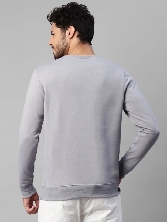 UrbanMark Men Regular Fit Solid Full Sleeves Round Neck Fleece Sweatshirt-Light Grey - None