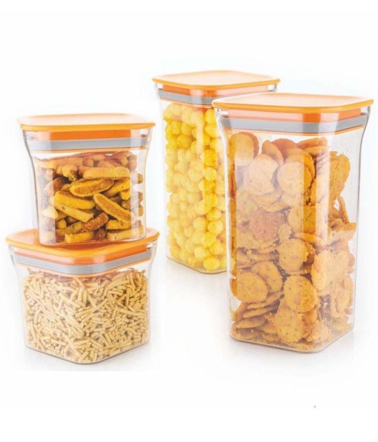 Analog Kitchenware Dal, Pasta, Grocery Plastic Food Container Set of 10 1100 mL - Orange