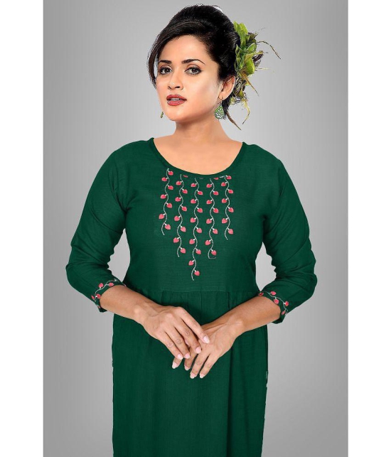 haya fashion - Green Rayon Women's Straight Kurti ( Pack of 1 ) - None