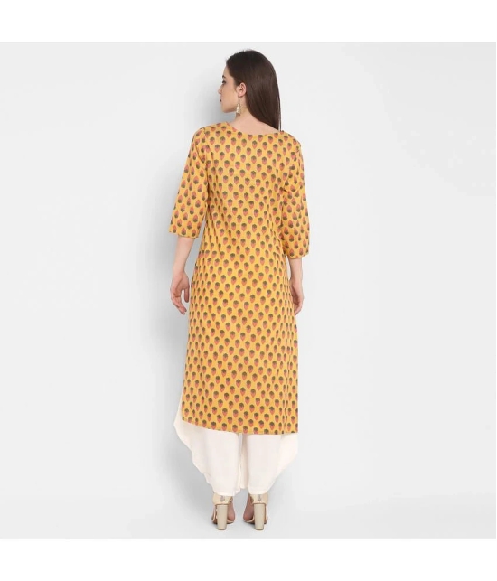 Antaran Cotton Printed Straight Womens Kurti - Yellow ( Pack of 1 ) - None