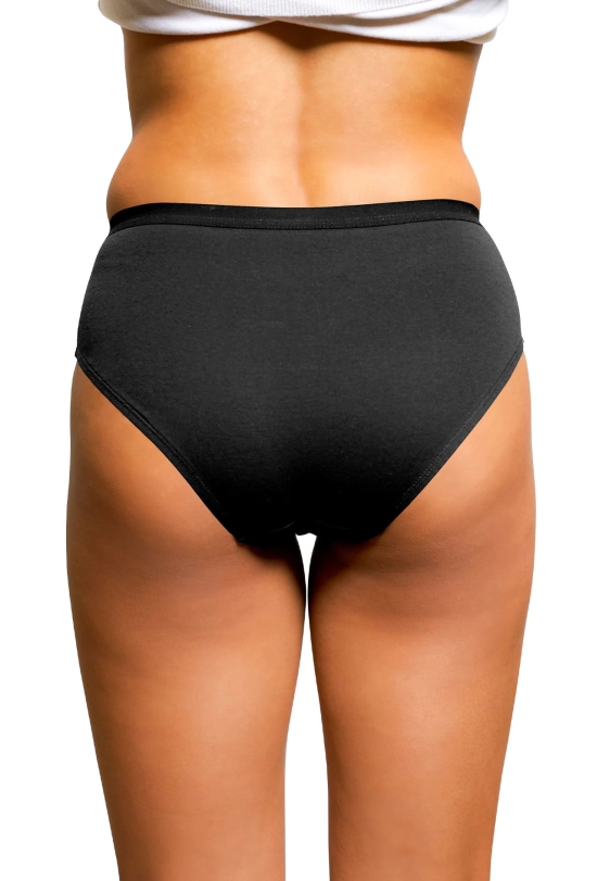 Sona Comfortable 1600 Cotton Plain Outer Elastic Hipster Plus Size Black Panties-3XL / Black