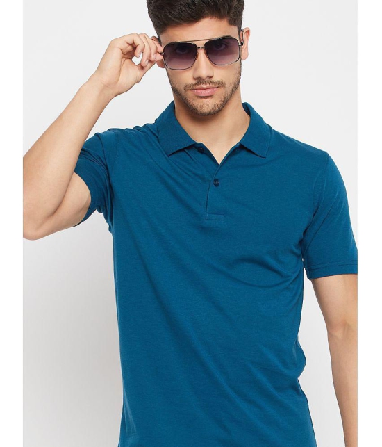 UNIBERRY - Teal Blue Cotton Blend Regular Fit Mens Polo T Shirt ( Pack of 2 ) - None