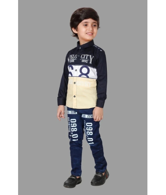 DKGF Fashion - Blue Cotton Blend Boys Shirt & Jeans ( Pack of 1 ) - None