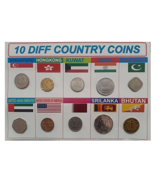 Hop n Shop - Hop n Shop World 10 Coins Set from 10 Different Countries with Beautiful Display Sheet Collectible 10 Numismatic Coins