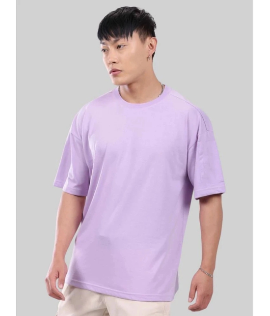 AKTIF Cotton Blend Oversized Fit Solid Half Sleeves Mens T-Shirt - Lavender ( Pack of 1 ) - None