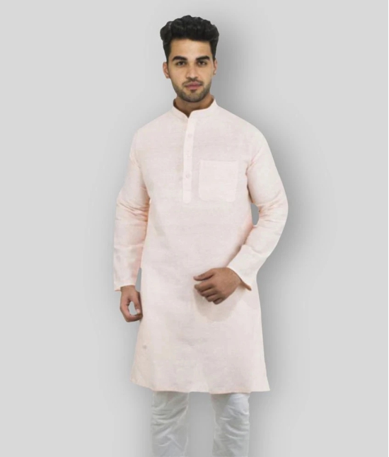 DESHBANDHU DBK Peach 100 Percent Cotton Kurta Single - None