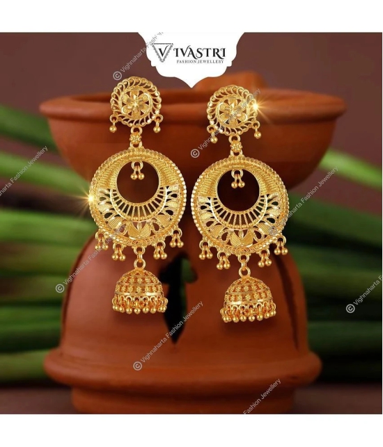 VIVASTRI Golden Jhumki Earrings ( Pack of 1 ) - Golden