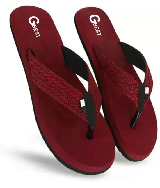 GBest - Maroon Men's Thong Flip Flop - None