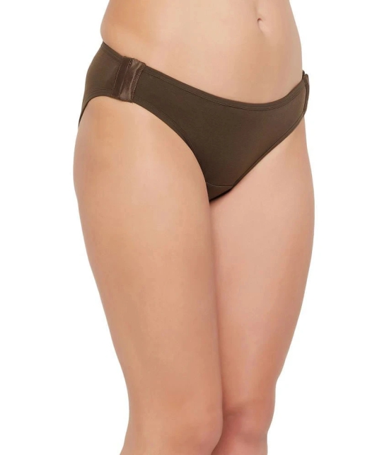 Clovia Pack of 1 Cotton Solid Womens Bikini ( Brown ) - None