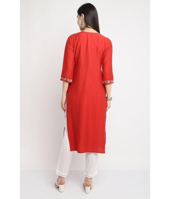 Rajnandini - Red Rayon Women's A-line Kurti ( Pack of 1 ) - None