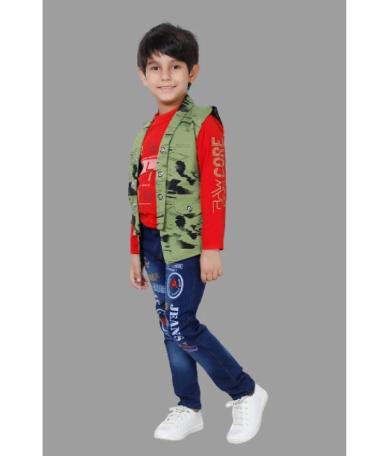 DKGF Fashion - Green Cotton Blend Boys Shirt & Jeans ( Pack of 1 ) - None