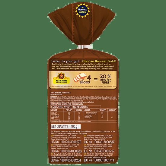 Harvest Gold Bread - Hearty Brown, 400 G