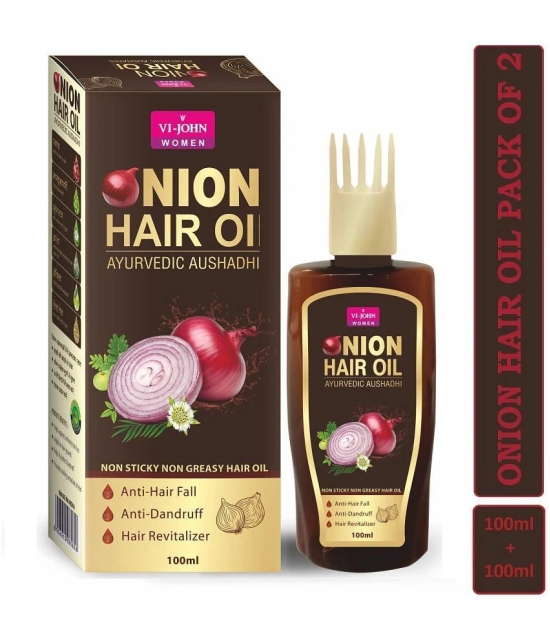 VI-JOHN Onion Hair Oil for hair Growth Ayurvedic Aushadhi 100ml Each -(200ml) Pack of 2