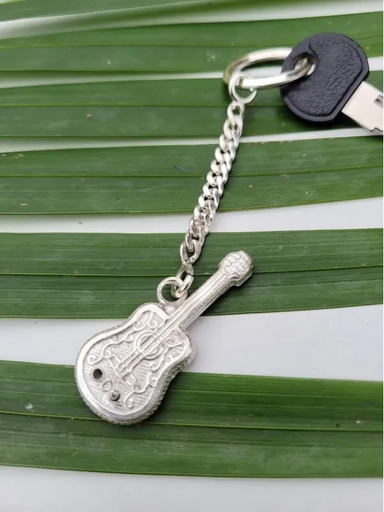 Silver Keychain Guitar