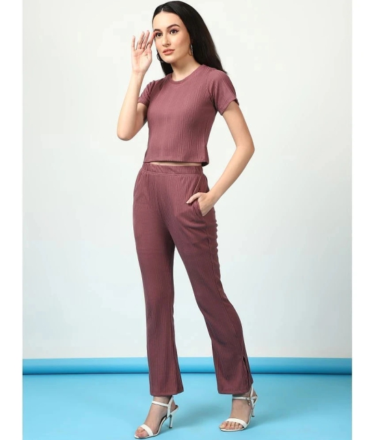 Rigo Mauve Solid Pant Top Set - None