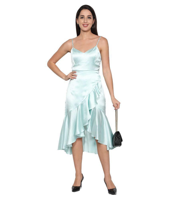 NUEVOSDAMAS Satin Green A- line Dress - Single - M