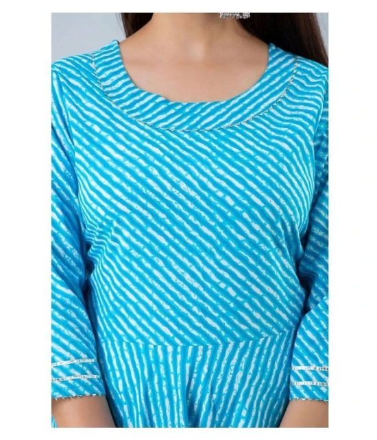 Lee Moda - Turquoise Cotton Womens Flared Kurti ( Pack of 1 ) - XXL