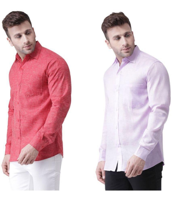 KLOSET By RIAG 100% Cotton Regular Fit Self Design Full Sleeves Men's Casual Shirt - Lavender ( Pack of 2 ) - None