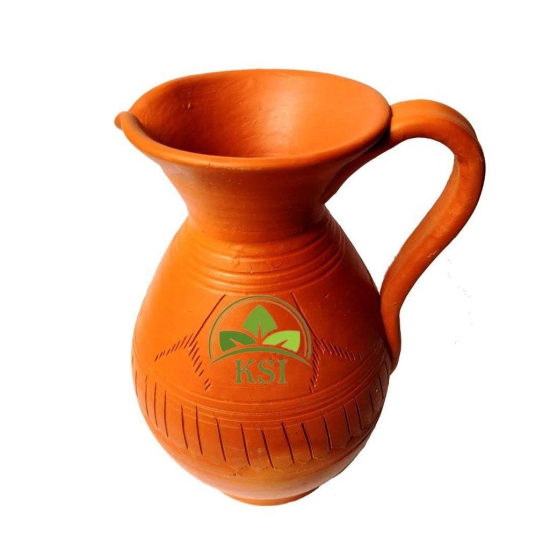 KSI Clay Water Jug Terracotta Clay Jug for Water Storage and Serving Handmade Earthenware Mitti ka Jug 1.7 litres