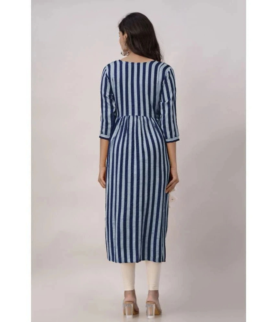 Kapadia Rayon Striped Nayra Womens Kurti - Navy ( Pack of 1 ) - None