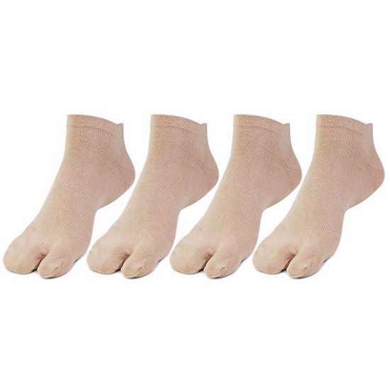 Women Plain Cotton Secret Length Thumb Socks- Pack of 4 Skin free