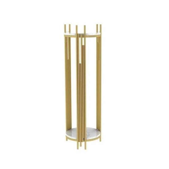 Long 2-tier Pot Stand.-Glossy Golden