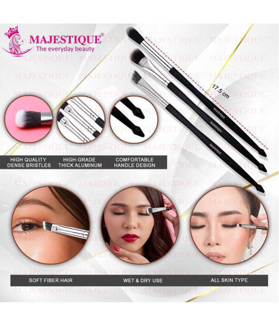 Majestique 3Pcs Eye Makeup Brush Set, Contour Shading, Eyeshadow Filler, Large Brush & Smudge Brush