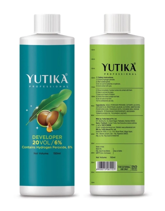 Yuthika Professional Blonder Powder 60g with Hair Color Developer 20 Volume (6%) 150ml